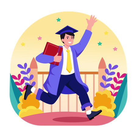 Graduate student doing celebration  Illustration