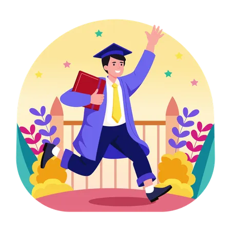 Graduate student doing celebration  Illustration