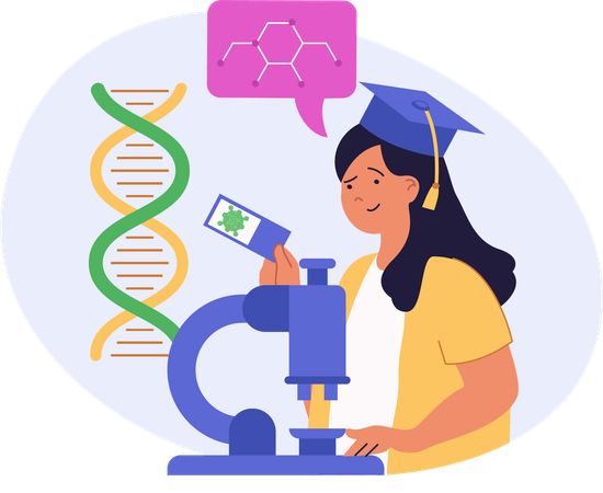 Graduate student doing science experiment  Illustration