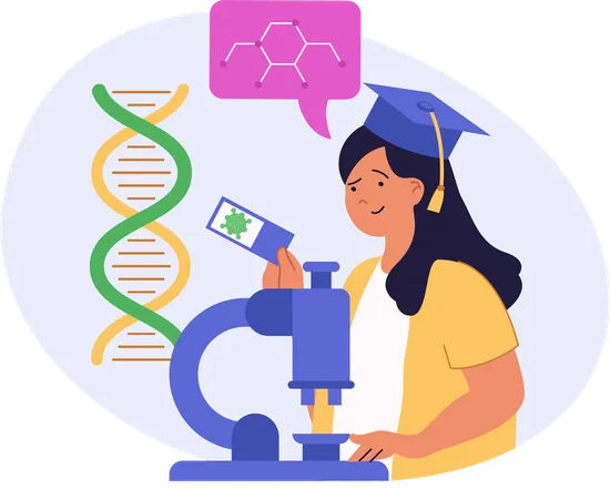 Graduate student doing science experiment  Illustration