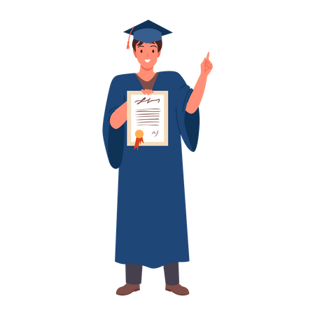 Graduate Student holding certificate  Illustration