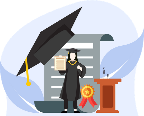 Graduate Student holding certificate  Illustration