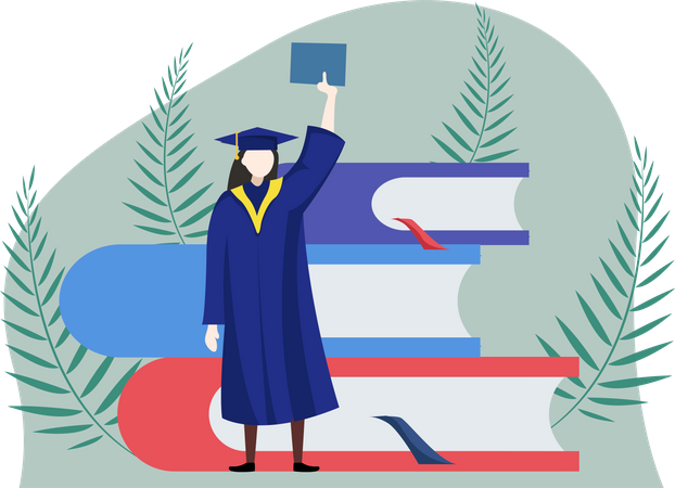 Graduate Student holding certificate  Illustration