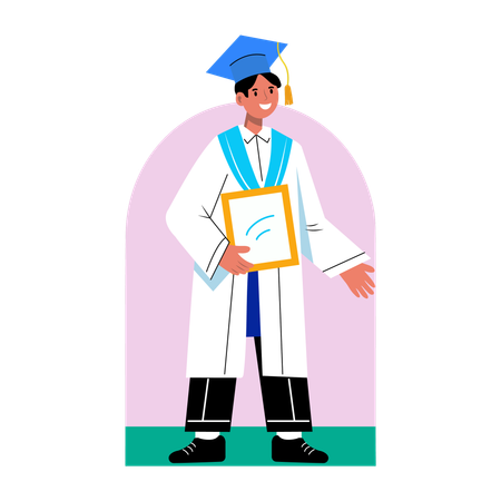 Graduate student holding degree  Illustration