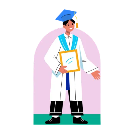 Graduate student holding degree  Illustration