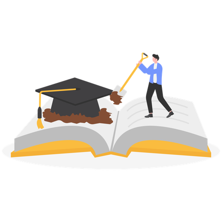 Graduate student passing degree exam  Illustration