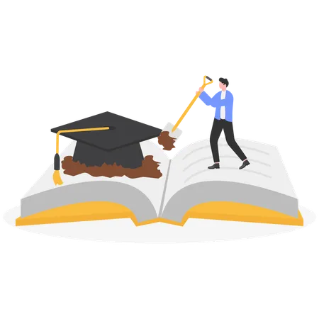 Graduate student passing degree exam  Illustration