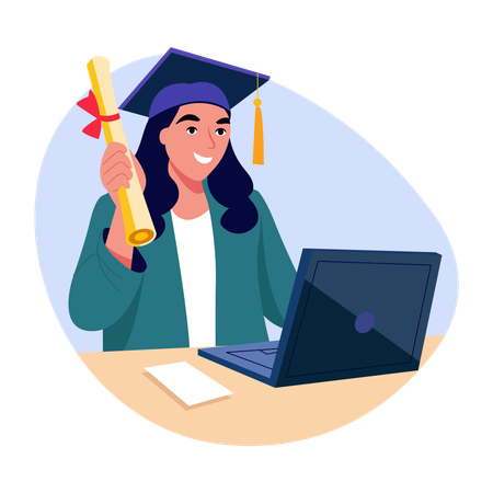Graduate student with certificate  Illustration
