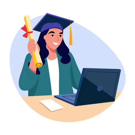 Graduate student with certificate  Illustration