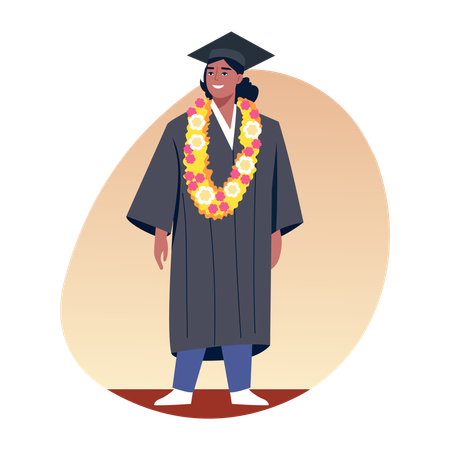 Graduate student with commencement  Illustration