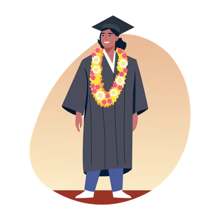 Graduate student with commencement  Illustration
