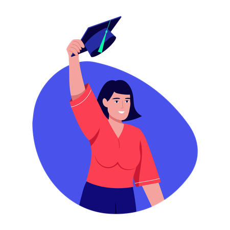 Graduate student with hat  Illustration