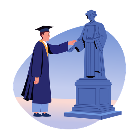 Graduate student with university student  Illustration