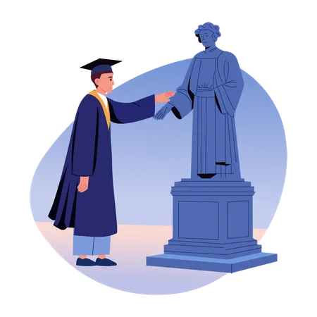 Graduate student with university student  Illustration
