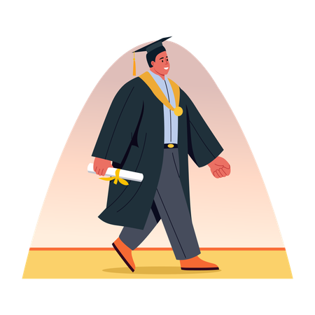 Graduate walking with certificate  Illustration