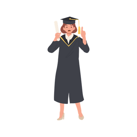 Graduate Woman Celebrating Success  Illustration