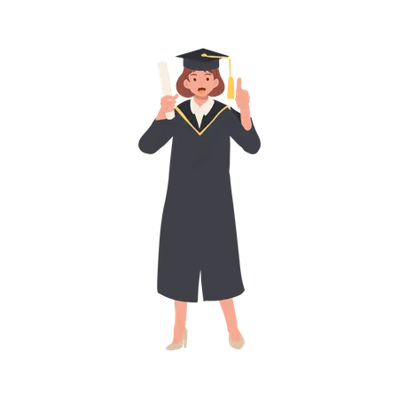 Graduate Woman Celebrating Success  Illustration