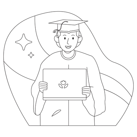 Graduated Boy holding degree  Illustration