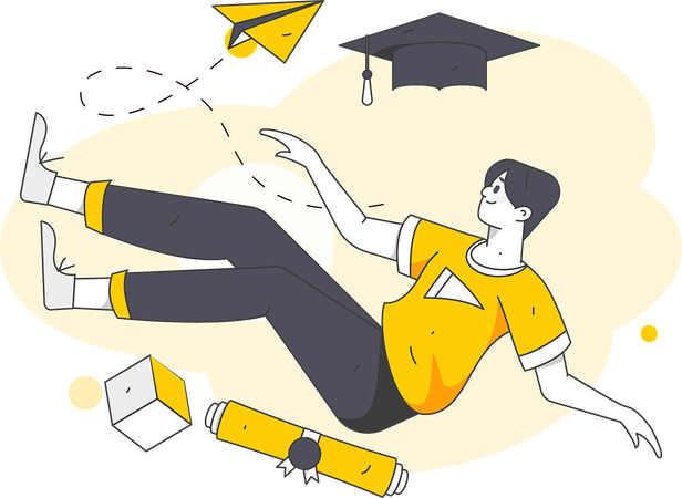 Graduated Boy Reading Book  Illustration