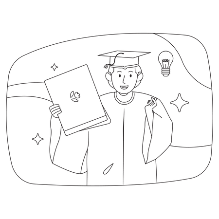 Graduated boy with degree  Illustration
