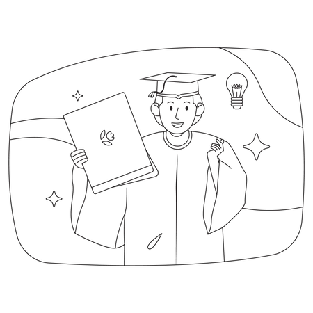 Graduated boy with degree  Illustration