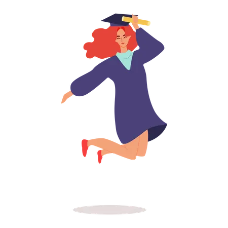 Graduated girl jumping  Illustration