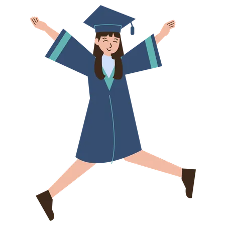 Graduated girl jumps in the air  Illustration