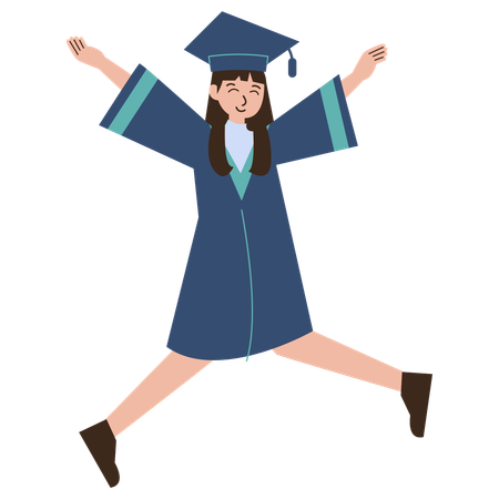 Graduated girl jumps in the air  Illustration