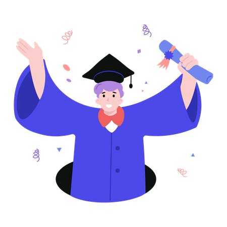 Graduated male student with Diploma Illustration