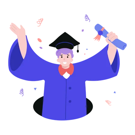 Graduated male student with Diploma  Illustration