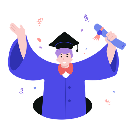 Graduated male student with Diploma  Illustration