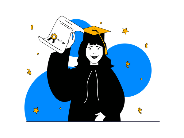 Graduated student holding degree Illustration