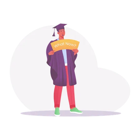 Graduated student holding what now signboard  Illustration