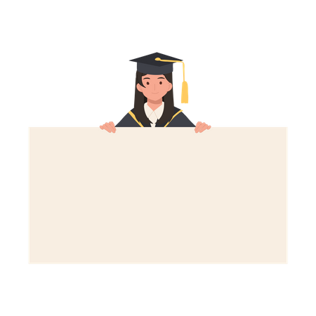 Graduating Student holding blank board  Illustration
