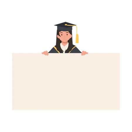 Graduating Student holding blank board  Illustration
