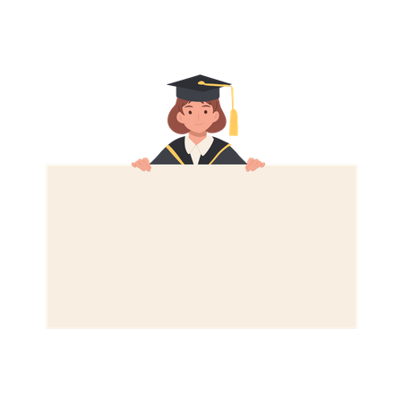 Graduating Student holding blank board  Illustration