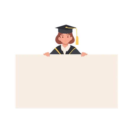 Graduating Student holding blank board  Illustration