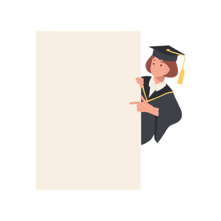 Graduating Student holding blank board  Illustration