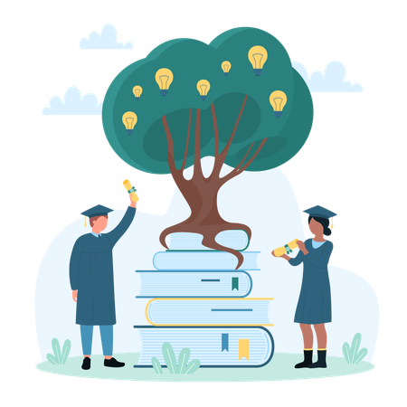 Graduation and knowledge growth  イラスト