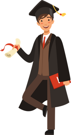 Graduation boy holding certificate  Illustration