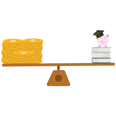 Graduation cap and a stack of a dollar coin on the lever  Illustration
