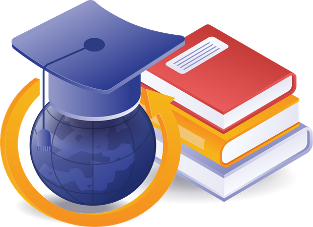 Graduation cap in world education  Illustration