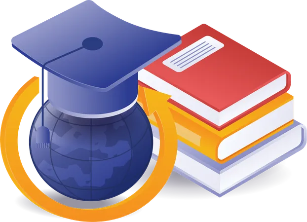 Graduation cap in world education  Illustration