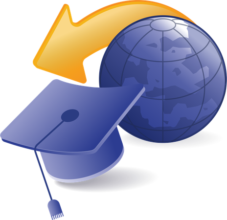 Graduation cap in world education  Illustration