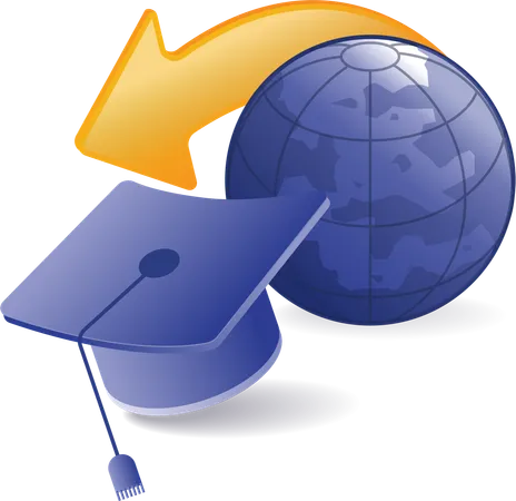 Graduation cap in world education  Illustration