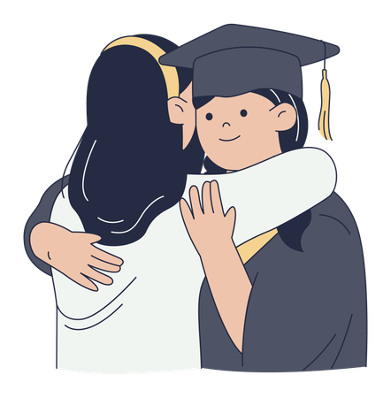 Graduation Celebration Embrace Between Friends  Illustration