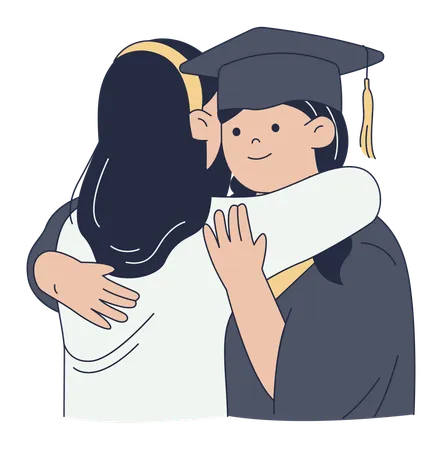 Graduation Celebration Embrace Between Friends  Illustration