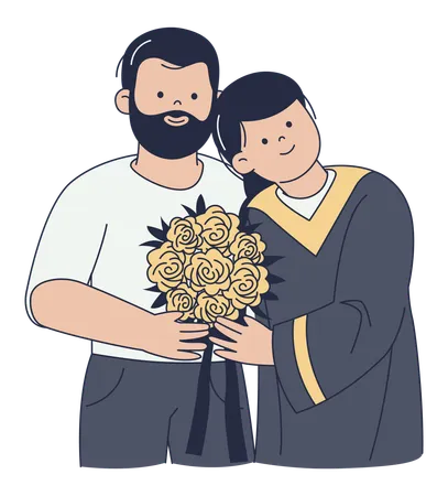 Graduation Celebration with Flowers  Illustration