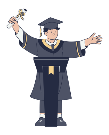 Graduation Ceremony Illustration with Speaker  Illustration