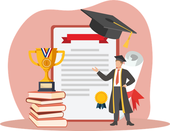 Graduation certificate and award  Illustration